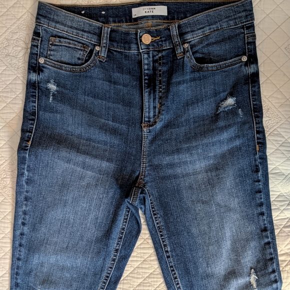 DYNDNM KATE denim jeans, hi-rise, distressed and raw, asymmetrical hem - Picture 7 of 8